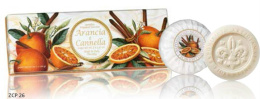 Naturalne mydła o zapachu pomarańczy z cynamonem, 3 x 100 g, tłoczone, w ozdobnym pudełku - Saponificio Artigianale Fiorentino