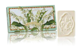 Naturalne mydła o zapachu konwalii, 3 x 125 g, tłoczone, w ozdobnym pudełku - Saponificio Artigianale Fiorentino