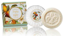 Naturalne mydło o zapachu kwiatów lilii i owoców, 100 g, okrągłe, rzeźbione, w ozdobnym pudełku - Saponificio Artigianale Fioren