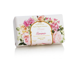 Naturalne mydło o zapachu róży i geranium, 250 g, ręcznie pakowane - Saponificio Artigianale Fiorentino