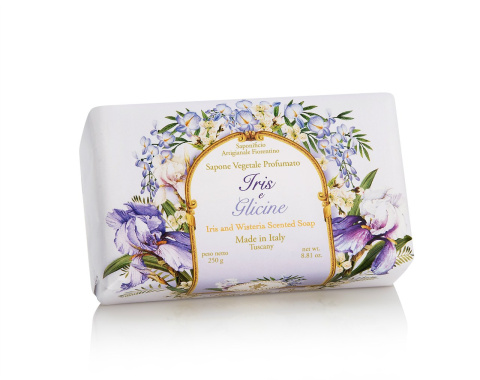 Naturalne mydło o zapachu irysa i glicynii, 250 g, ręcznie pakowane - Saponificio Artigianale Fiorentino
