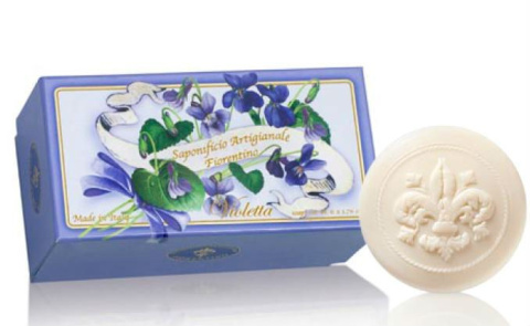 Naturalne mydła o zapachu fiołka, 6 x 50 g, tłoczone, w ozdobnym pudełku - Saponificio Artigianale Fiorentino
