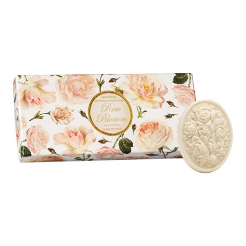 Naturalne mydła, o zapachu róży, tłoczone, 3szt.x125g, w ozdobnym pudełku - Fiorentino