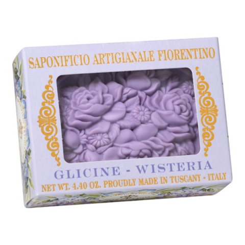 Naturalne mydło o zapachu glicynii, 125 g, w pudełku z okienkiem - Saponificio Artigianale Fiorentino