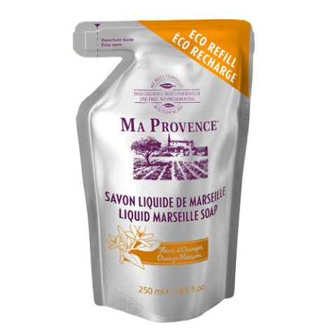 Naturalne mydło marsylskie w płynie, uzupełnienie, o zapachu pomarańczy, 250 ml - Ma Provence