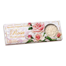 Naturalne mydła o zapachu róży, 3 x 125 g, tłoczone, w ozdobnym pudełku z okienkiem - Saponificio Artigianale Fiorentino