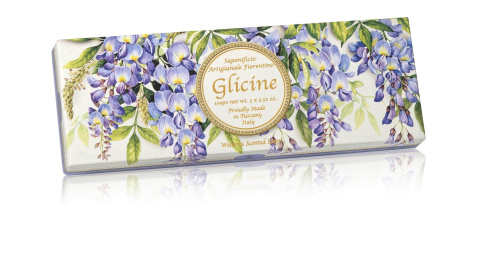 Naturalne mydła o zapachu glicynii, 3 x 100 g, tłoczone, w ozdobnym pudełku - Saponificio Artigianale Fiorentino