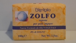 Naturalne mydło siarkowe 4% do skóry tłustej i zanieczyszczonej 100gr ITERITALIA