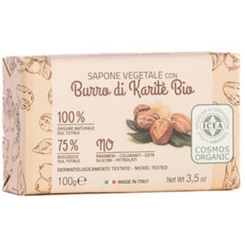 Organiczne mydło roślinne RÓŻA I PIWONIA z organicznym masłem shea, cert. COSMOS 100gr ITERITALIA