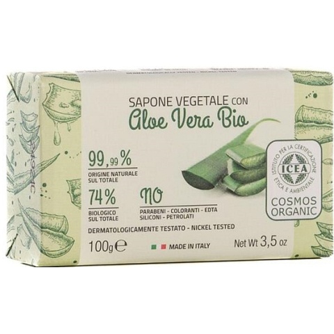 Organiczne mydło roślinne WINOGRONO I GRANAT z organicznym sokiem aloesu, cert. COSMOS 100gr ITERITALIA