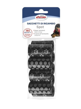 Torebki higieniczne spot dog, 9 rolek/180 torebek 27x30cm czarne łaty - Record