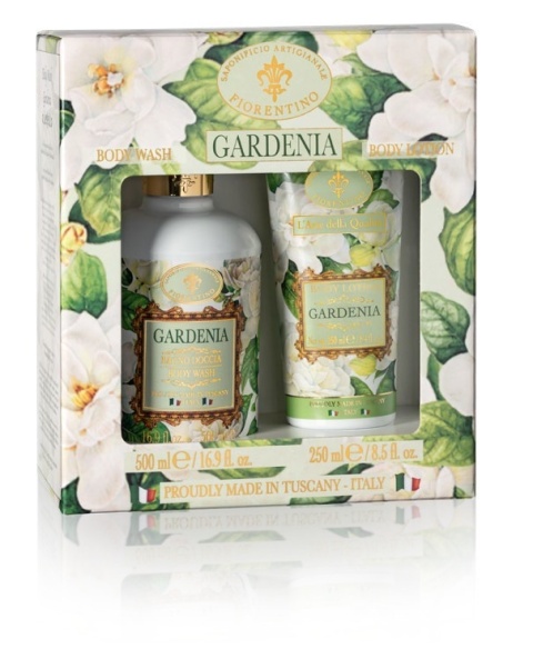ZESTAW PREZENTOWY: żel pod prysznic 500 ml.+ mleczko do ciala 250 ml. GARDENIA - Saponificio Artigianale Fiorentino