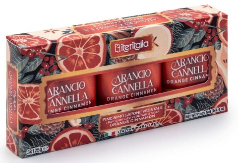 Zestaw 3 naturalne mydełka po 125gr POMARAŃCZA I CYNAMON ITERITALIA