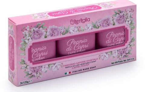 Zestaw 3 naturalne mydełka po125gr PIWONIA Z CAPRI ITERITALIA